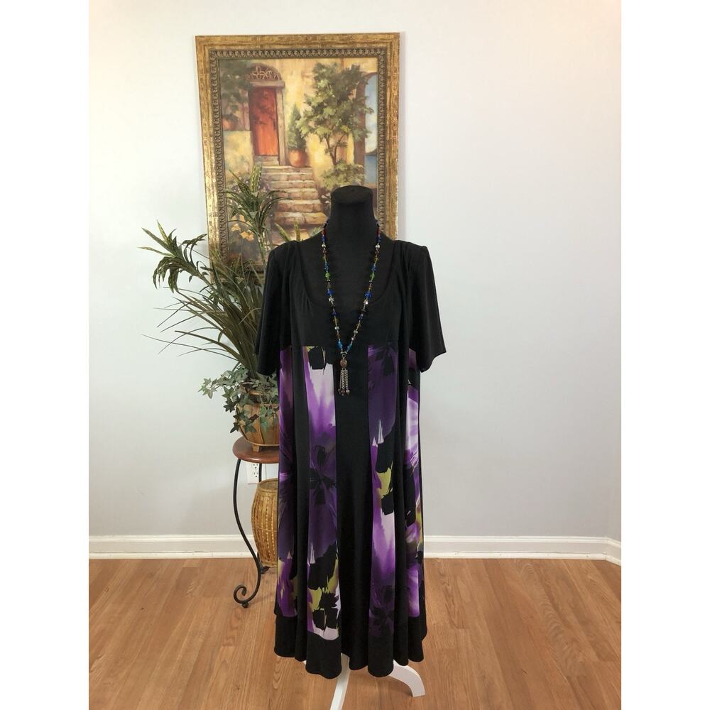 R & M Richards Women Dress Plus 18W Boho Vacation Resort‎ Short Sleeve Zip Back